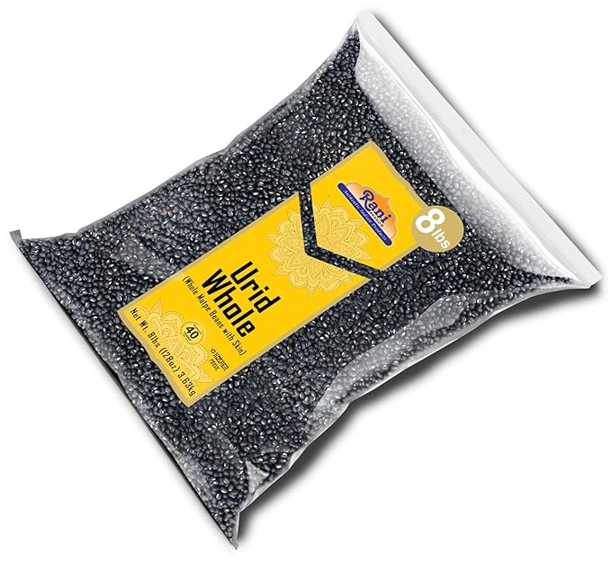 Rani Urid/Urad Whole Black (Matpe Beans with Skin) Indian Lentils 128oz (8lbs) 3.63kg Bulk ~ All Natural | Gluten Friendly | Non-GMO | Kosher | Vegan | Indian Origin