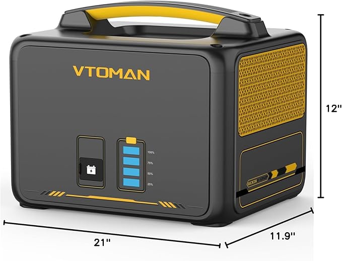 VTOMAN Jump 600X 600W Portable Power Station with 640Wh Extra Batteryï¼?39Wh Solar Generator LiFePO4 Battery, 1200W AC Outlet, PD 60W USB-C, 3x Regulated 12V/10A DC for Camping, Off-grid, Home Backup
