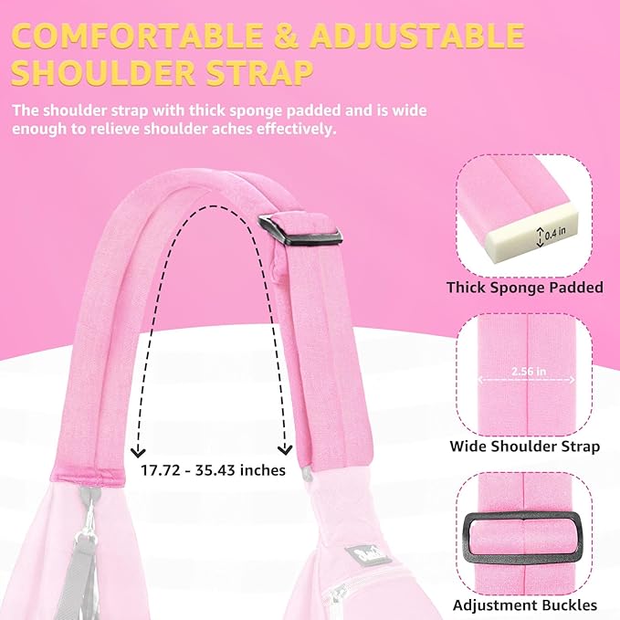 SlowTon Dog Carrier Sling - Thick Padded Shoulder Strap Adjustable Dog Carriers for Small Dogs, Puppy Carrier Purse for Pet Cat with Front Zipper Pocket Safety Belt Machine Washable (PI, L)