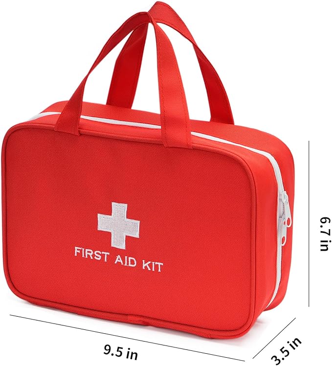 Compact Empty First Aid Kit Bag Emergency Trauma Medical Pouch Travel Medicine Organizer Bag for Home, Camping, Traveling, Car (Red)