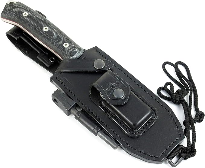 JEO-TEC Nº45 Fixed Blade Bushcraft Knife for Survival Camping Hunting Fishing, Full Tang Knife 11" Overall, Sheath + Firesteel + Sharpener Stone, Handmade
