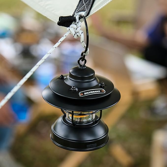 Camping Lantern Lights LED Lamp Type C Rechargeable, Emergency Light 8-130h Runtime for Power Outages, Outdoors Camping Lantern (Green)