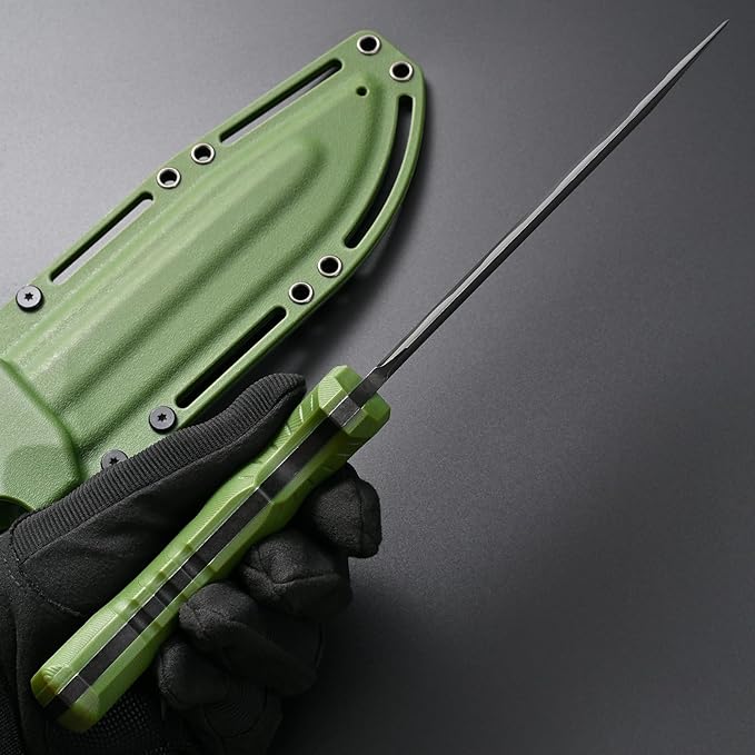 GTK8 Fixed Blade Knife DC53 Steel Blade Full Tang Nylon Fiberglass Handle EDC Tool Fixed Knifes for Outdoor Camping Hunting(green)