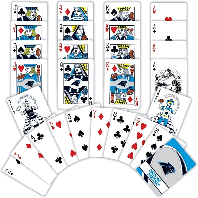 MasterPieces - NFL Playing Cards, Officially Licensed Carolina Panthers Football Deck, Family Games for Adults and Kids, Standard Size