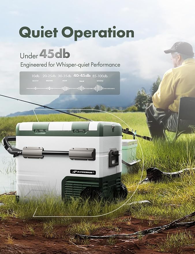 A-Premium 12 Volt Refrigerator 57QT/54.2L Portable Car Fridge Cooler, -4°F~68°F Separated Zone Portable Freezer APP Control with 12/24V DC & 110/240V AC Adapter,for Travel Car Camping Truck Roadtrips