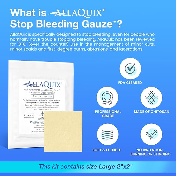 First Aid Kit for Youth Sports (Deluxe Kit) with AllaQuix Stop Bleeding Gauze
