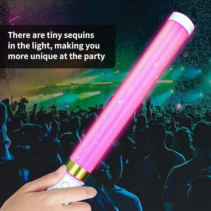 LED Glow Sticks 6 Pack, Reusable Light Up Toys 15 Colors Light Stick Bulk, Glow Party Supplies for Wedding, Birthday, Raves, Concert, Camping, New Year, Halloween, Christmas (with AAA Battery)