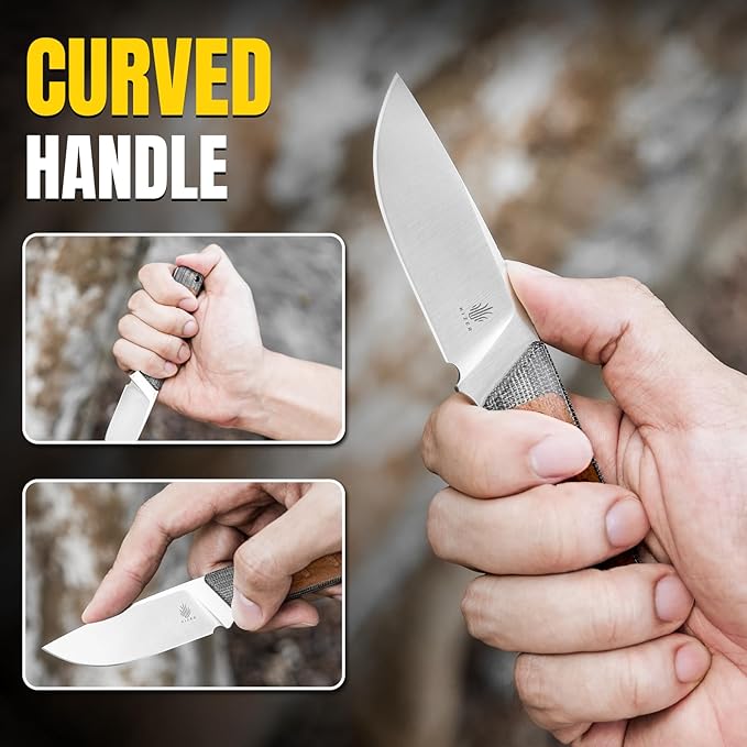 Kizer Smolt Fixed Blade Knife with Sheath, 2.93??154CM Steel Micarta & Mkuruti Handle Fixed blade Knives, Drop Point Fixed Knife Small EDC Knife for Men Women Camping Pocket Knife 1063C1