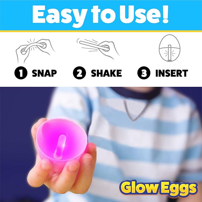 PartySticks 24 Easter Glow Eggs & 72 Mini Glow Sticks 96pcs Total, Glow-in-The-Dark Kids Teens Adults Easter Basket Stuffers Fillers Gift, Egg Hunt Game Bulk Party Favors, Boys Girls Classroom Prizes