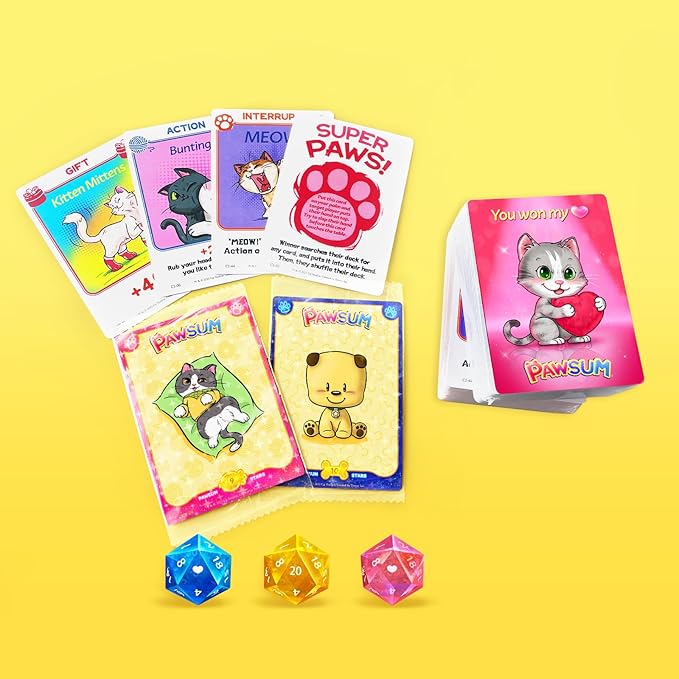PAWSUM Trading Card Game for Families and Kids Ages 7+ | Cute Dogs and Cats Pets Cartoon Board Game | 2-4 Players | Fun Family Game Night