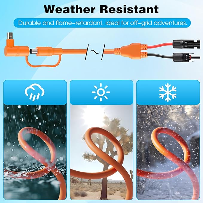 Tellingyou Solar Connector to DC 8mm Adapter Cable, 8.2 ft 14AWG Solar Panel Cable with DC8020/7909, Compatible with Jackery Explorer 160 240 500 1000, Compatible with BLUETTI Portable Power Station
