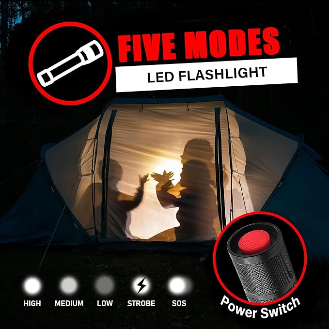 LED Tactical Flashlights - High Lumen, 5 Modes, Zoomable Beam, Mini Flashlights for EDC and Emergency Use,6-Pack