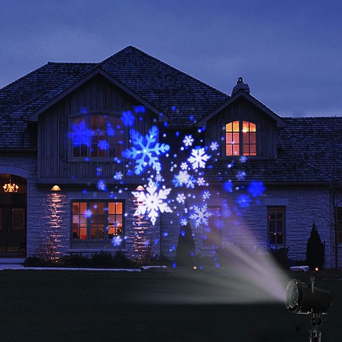 2pcs Snowfall LED Light Projector,FLEVO Outdoor Snowflake Lights Projector,Christmas LED Projector Lights, Landscape Decorative Lighting for Holiday Garden Party Decoration