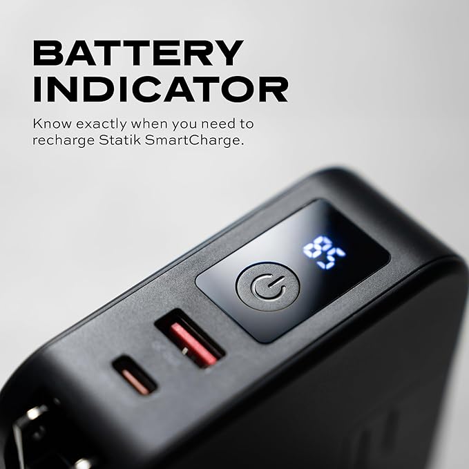 STATIK SmartCharge 5-in-1 Travel Power Bank with Wall Plug & Built in USB C Cables, 10000mAh International Travel Essentials & European Portable Charger, Compatible with iPhone 16/15/14 iPad & Samsung