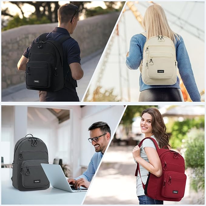 Carry On Travel Backpack For Women, 18 Inch Water Resistant Large Backpack Lightweight Bookbag For Men, 8x14x18 Personal Item Bag Casual Daypack Backpacks For Work Office Commuter (Dark Gray)