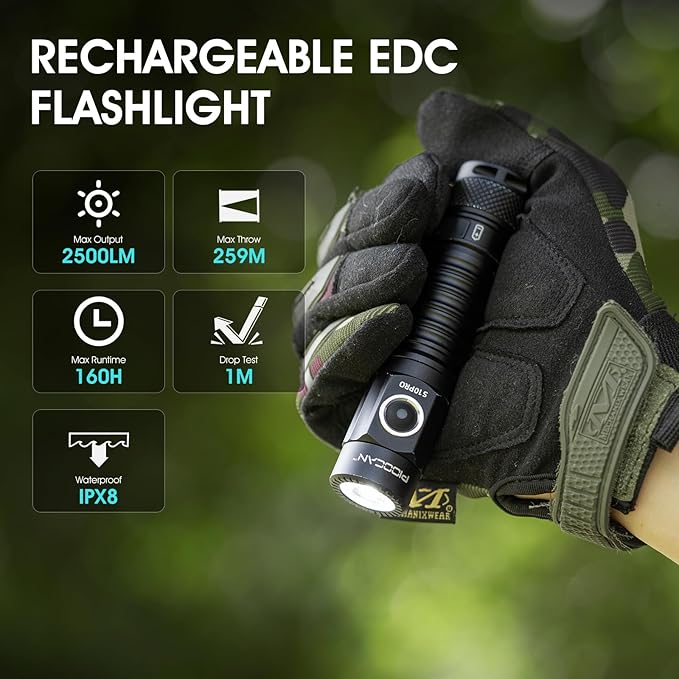 S10Pro Pocket LED Rechargeable Flashlights, Bright Flashlight 2500 High Lumen, Small Tactical Flashlight,MIni Magnetic Flash Lights for Home, Outdoor,Gift,Tools