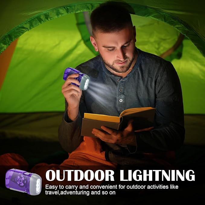 Mudder 24 Pieces Hand Crank Flashlight with LED Self Powered Charging Torch Dynamo for Camping Emergency(Rainbow)