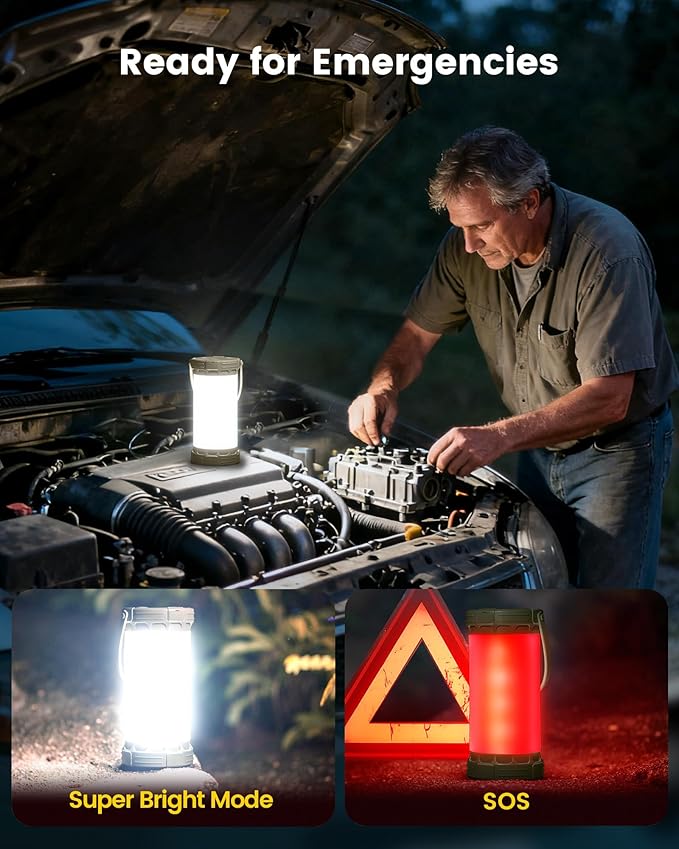 Glocusent 135 LED Ultra Bright Camping Lantern, Up to 200H, 5000mAh Camping Lights with 3 Colors & 5 Brightness, SOS, Max 1500LM, Rechargeable Lantern for Power Outages Camping Hiking Emergency