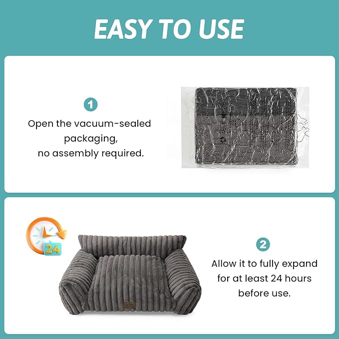 Cute Cat Couch, Premium Plush Faux Fur Pet Couch Bed, Ultra-Soft Pet Furniture for Cats & Small Dogs (Grey, M: 31.5''x23.5'')