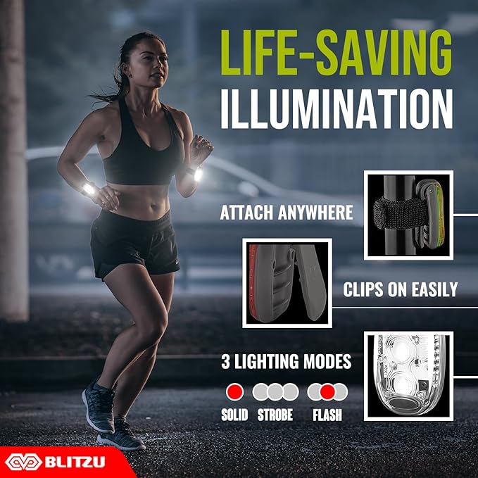 4 Pack LED Safety Light, Clip on Reflective Gear Lights for Walking at Night, Running, Jogging, High Visibility Strobe Light Accessories for Runners, Kids, Hiking, Kayak, Cycling, Camping, Boat