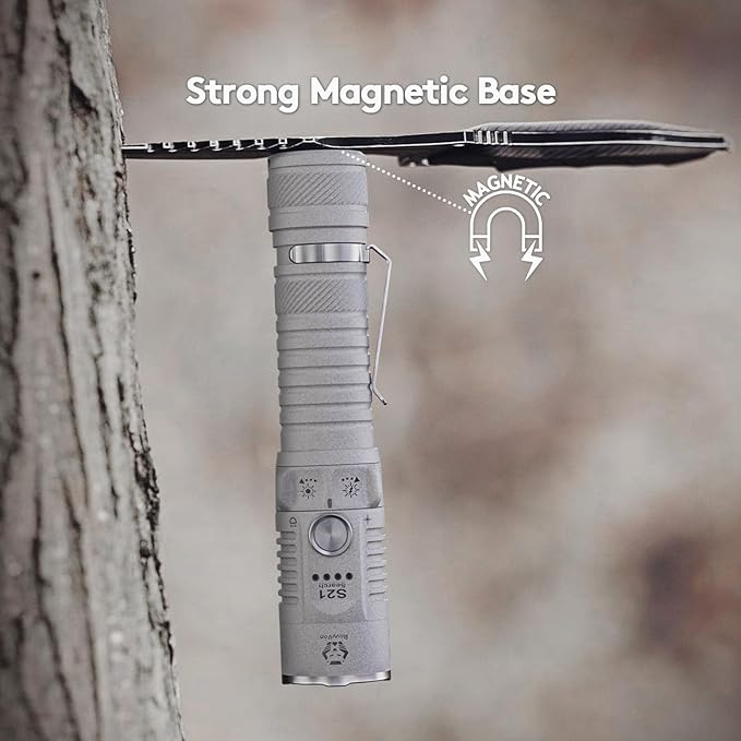 RovyVon S21 High Lumen Rechargeable Bright Flashlight 3000 Lumen,400M Long Throw Searchlight with Easy Use Mechanical Ratary Switch,Magnetic Base,IPX8 Waterproof for Home,Hunting,Searching,Rescue