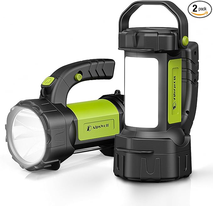 AlpsWolf Camping Lantern Rechargeable, 2 Pack Same LED Flashlight Spotlight Lantern with 800LM, 3600 mAh, Portable Bright Camping Light for Emergency Hurricane, Outdoor Hiking Power Outages