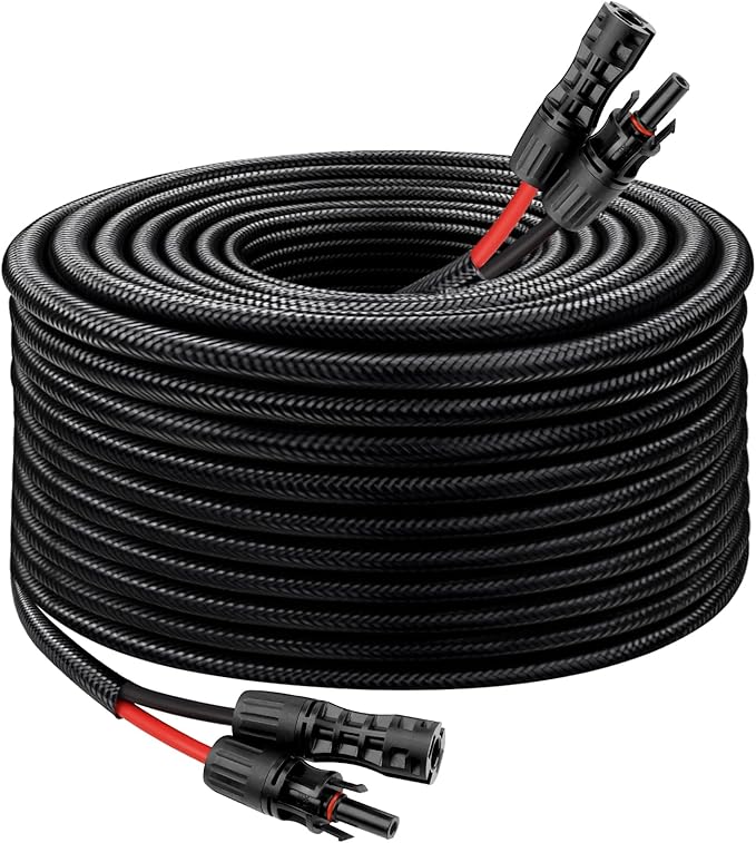 Solar Panel Extension Cable - 8AWG 50FT Solar Wire with Female & Male Waterproof Connector Flame Retardant Protective Sleeving PV Wire for RV, Photovoltaic Systems, Home, Boat, Solar Panels, Car