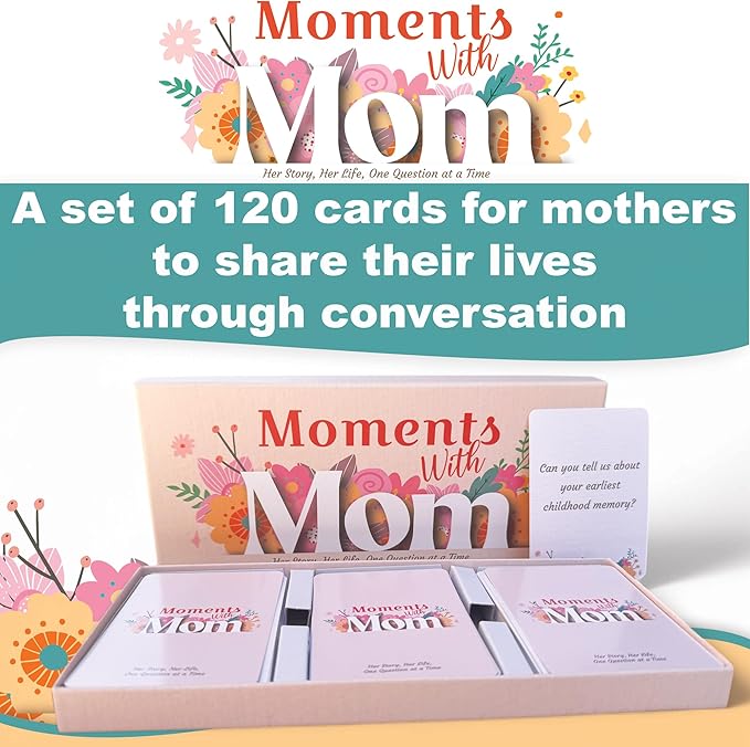 Game That Song Moments with Mom - Conversation Cards Gift for Mother's on her Day! Includes 120 question Cards for boy and Daughter Gifts to Learn More About her! Fun!