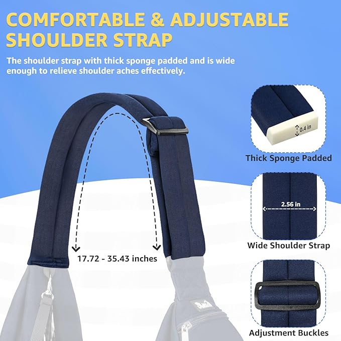 SlowTon Dog Carrier Sling - Thick Padded Shoulder Strap Adjustable Dog Carriers for Small Dogs, Puppy Carrier Purse for Pet Cat with Front Zipper Pocket Safety Belt Machine Washable (Dark Blue, L)