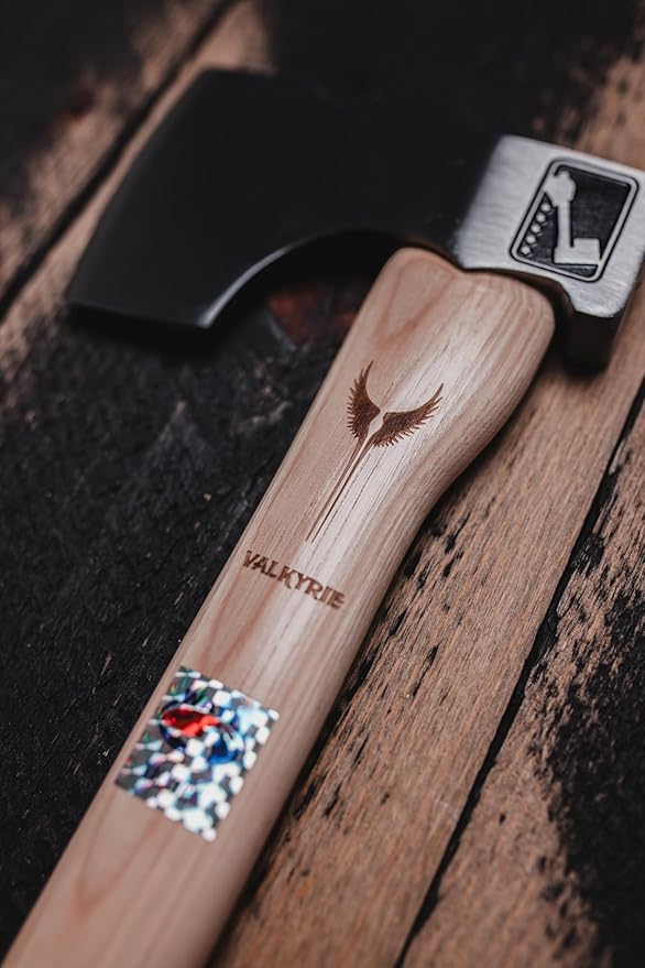 WATL Valkyrie: World Axe Throwing League Premium Competition Throwing Axe with Nylon Sheath and Nordic Engraved Hickory Wooden Handle