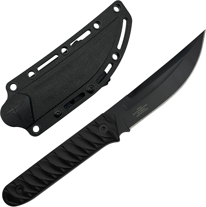 Hunting Survival Knife 9" Full Tang Fixed Blade Knives Camping Gear with Extra Set of FRN Handle Scales, MOLLE Clip Horizontal and Vertical Carry - TKF313