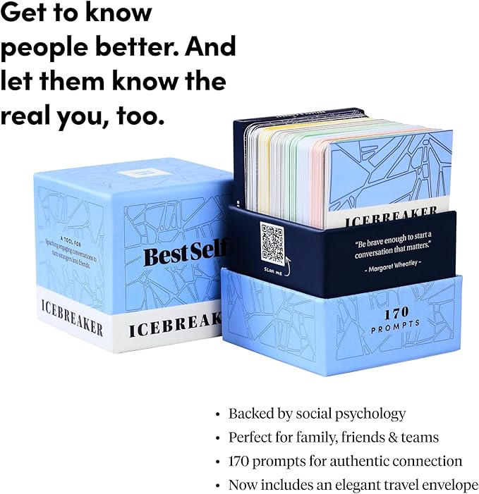 BestSelf Icebreaker Card Deck ??170 Conversation Starters to Spark Meaningful Connections | Ice Breaker Game for Adults, Friends & Couples | Date Night, Team Building & Family Card Game