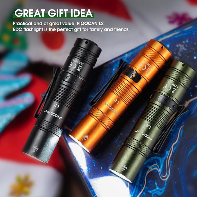 Rechargeable Flashlights 1200 Lumens EDC Flashlight, AA Pocket Flashlight High Lumens with Clip, Super Bright Small Flashlights, 4 Modes Flash Light for Camping, Home, and Emergencies (Orange)