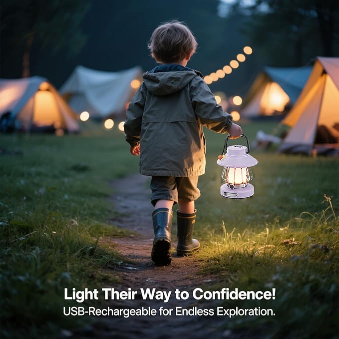 V.C Formark Kids Camping Lantern Emergency Light for Kids, Toddler Night Light with Snail Design - USB C Rechargeable, 3 Color Dimmable LED for Bedroom, Tent, Power Outages & Adventures (Violet)