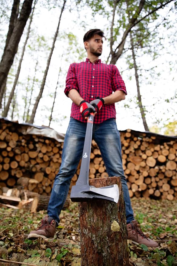 INTERTOOL 36-Inch Wood Splitting Maul | Heavy Duty Axe for Firewood Logs | Shock Absorbing Fiberglass Handle & Sheath | HT-0275
