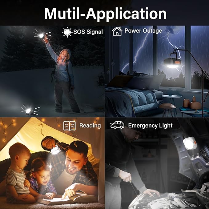 Rechargeable Camping Lights FLY2SKY 4Pcs Black Tent Lights Mini Flashlight Portable LED Camping Lantern Survival Gear Camping Accessories for Hiking Backpacking Fishing Hurricane Emergency Outage