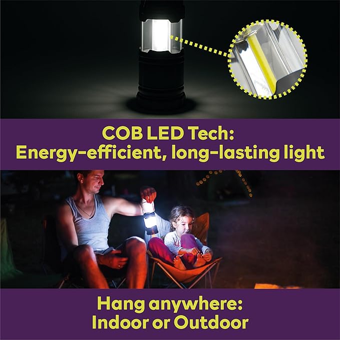 ATack LED Camping Lantern Battery Powered 4-Pack Camping Flashlight Lantern for Power Outages, Portable Collapsible Hanging Lights Essential for Home Outdoor Hurricane Emergency Lamp Survival Kit Gear