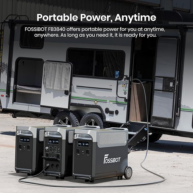 FOSSiBOT FB3840 LiFePO4 upgraded version 3840Wh Capacity Expandable Up to 11520Wh Power Station, Quick Charge, Additional Battery for Home, Emergency Power, Camping Trips Travel,RV