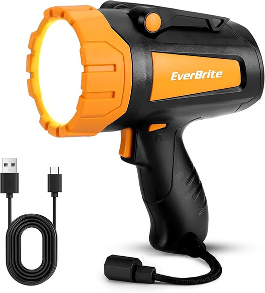 EverBrite Powerful Rechargeable Spotlight, 500lm LED Flashlight with Adjustable Stand, Perfect for Outdoor, Work, Emergency