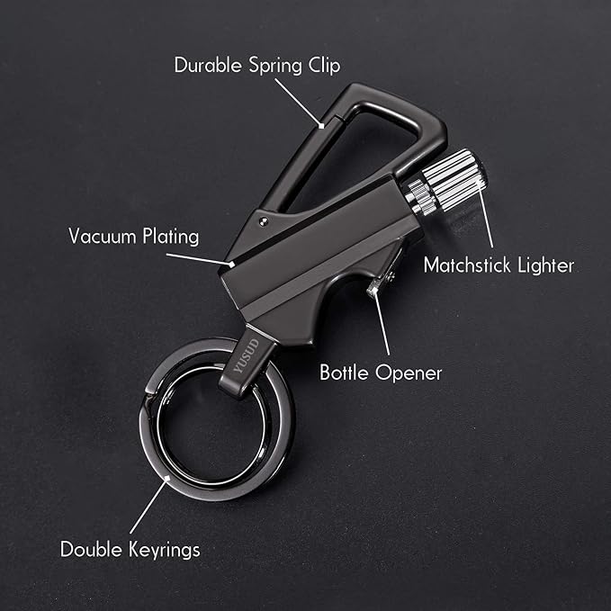 YUSUD Permanent Match, Flint Fire Starter Never Ending Match Keychain Lighter with Bottle Opener, Forever Waterproof Matches Strike Anywhere, Survival Cool Lighters for Camping (Fuel Not Included)