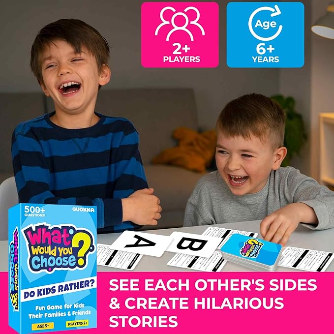 QUOKKA Board Game for 8-12 Year Olds - Original Edition - Family Card Game for Kids Ages 5-8 - What Would You Choose | Do Kids Rather? | Pick Your Answer | Get to Know You - Fun Game Night for Kid