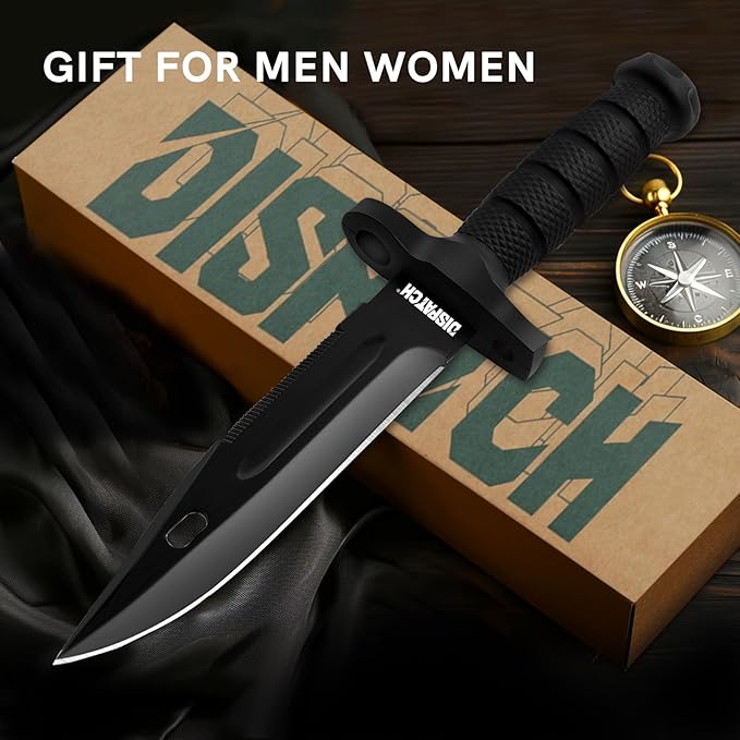 Dispatch Fixed Blade Hunting Knife with Sheath, 12-inch Survival Knives for Men Tactical Bowie Knife with Non-Slip Handle for Bushcraft, Outdoor Camping