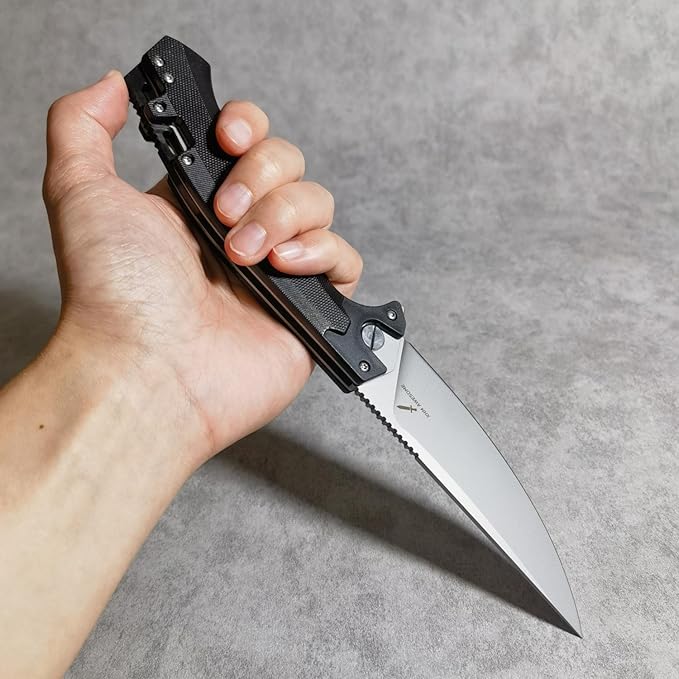 10 Inches Tactical Folding Knife - Multi-Functional Survival Knife for Camping, Hunting, Fishing, Hiking | Outdoor & Emergency Preparedness Tool (GRAY)