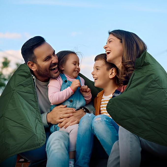 Outdoor Waterproof Blanket, Foldable Fleece Stadium Blanket for Outdoor Sports Event, Camping, Car, Pet, Picnics - Windproof, Wearable, Machine Washable 80" x 58" (Green)