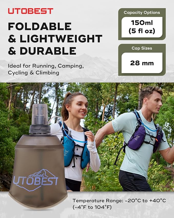 Soft Flask, 1 Pack Flexible TPU Hydration Water Bottle, Collapsible for Running, Hiking, Cycling, Climbing, and Marathon