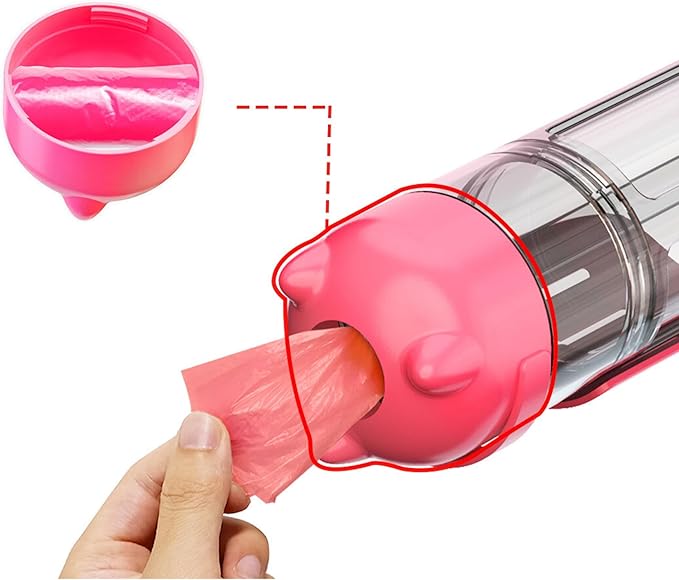 DoqiPaw Dog Travel Water Bottle Leak Proof No Spill Lead Leash Waterer Feeder Accessory Alternative to Dispenser Portable Pet Bowl Large Dogs(500ml) (Pink)
