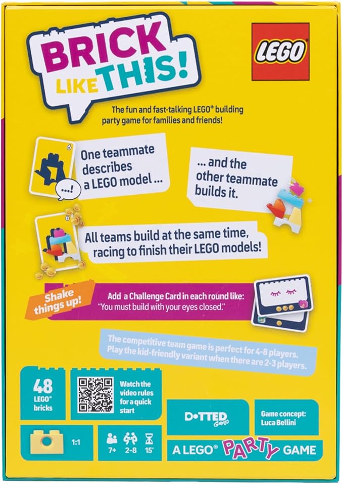 Brick Like This! The Official Lego Party Game - A Fast, Fun Building Game for Families, Kids, Teens & Adults, Ages 7+, 2-8 Players, 15 Minute Playtime