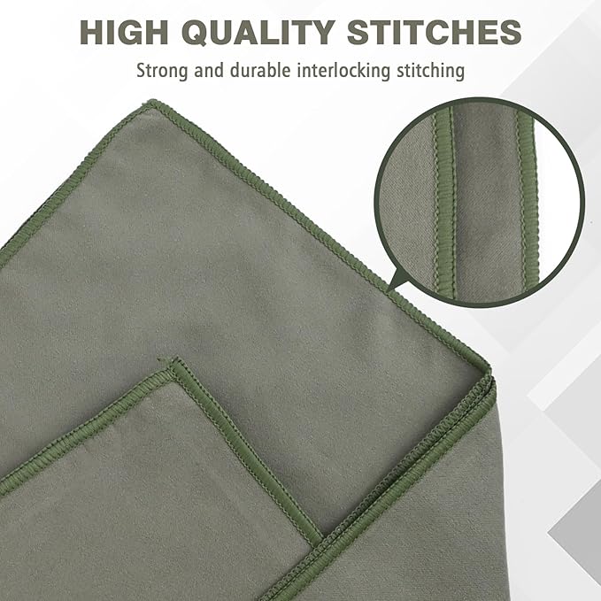 Quick Dry Camping Towel, Microfiber Travel Towel 3 Size at 1 Pack for Camping, Beach, Gym, Sports, Yoga & Swimming Pool, Army Green