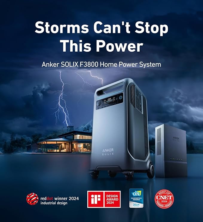 Anker SOLIX F3800 Portable Power Station with Protective Cover, 3840Wh LiFePO4 Batteries, Ultra-High 6000W AC Output, Solar Generator for Home Backup, RVs, Emergencies, Power Outages, Outdoor Camping