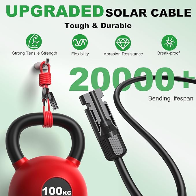 Oududianzi Solar Extension Cable 30Ft 10AWG, Solar Wire, 10 Gauge Tinned Copper PV Wire, Solar Panel Cables with Waterproof Male and Female Connectors for Home Boat RV Solar Photovoltaic Systems